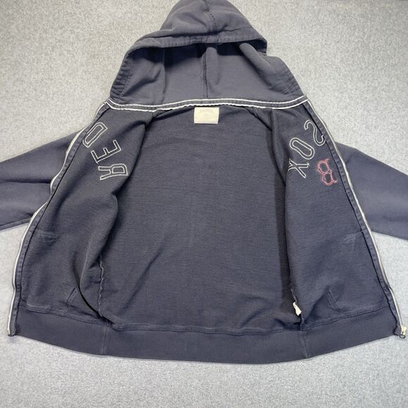 47 Brand Banner MLB Boston Red Sox Zip Up Hoodie Women’s Medium Blue Distressed - Picture 5 of 11